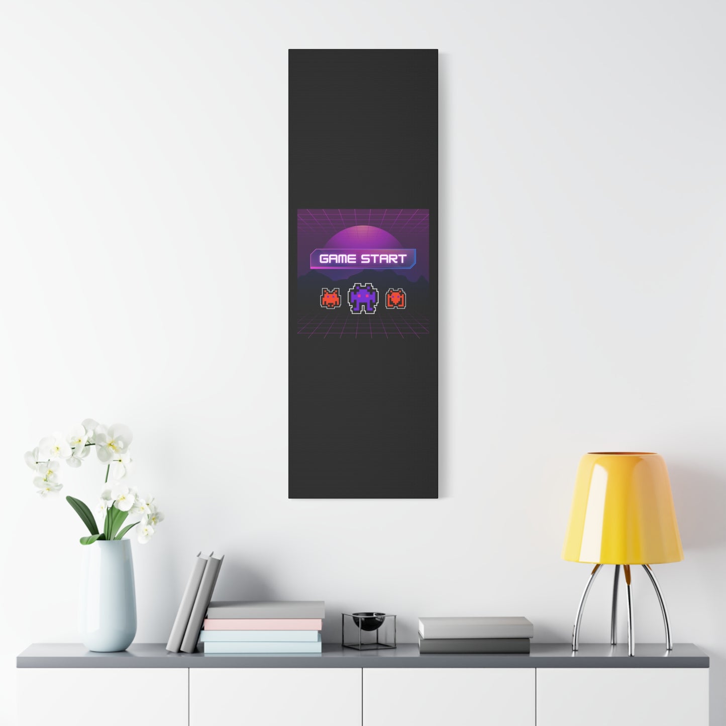 Retro Game Start Canvas Art Print | 80s Gaming Wall Decor, Gamer Gift, Pixel Art, Nostalgic Artwork, Home Decor