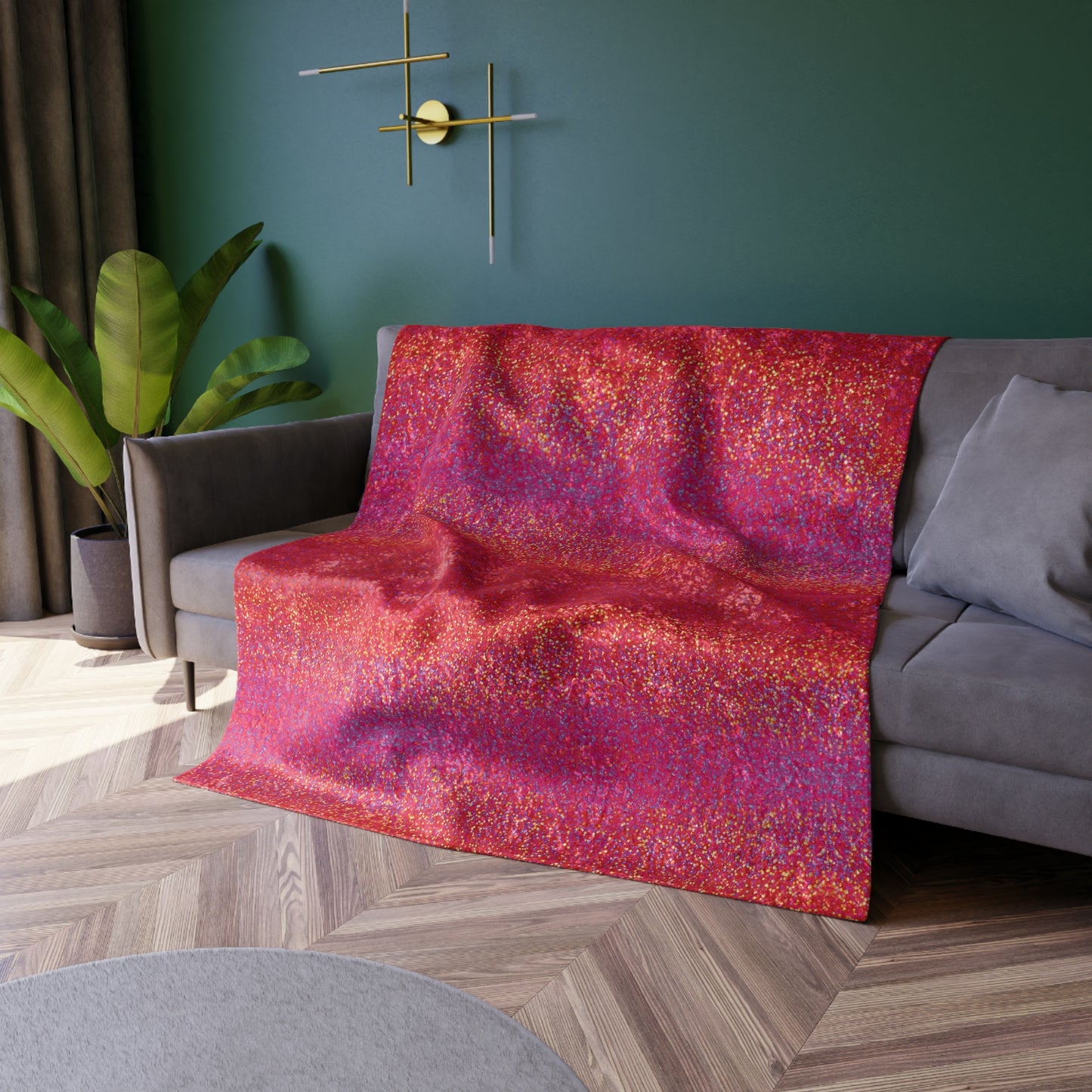 Crushed Velvet Blanket — Luxe Red-Pink Ombre Throw for Cozy Living, Gift, Valentine’s