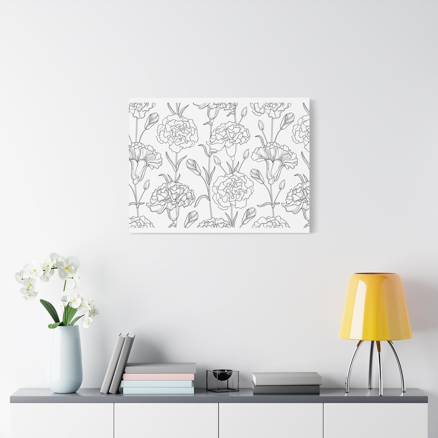 Floral Canvas Art, Stretched Wall Decor, Home Gift, Botanical Print, Modern Design, Matte Finish