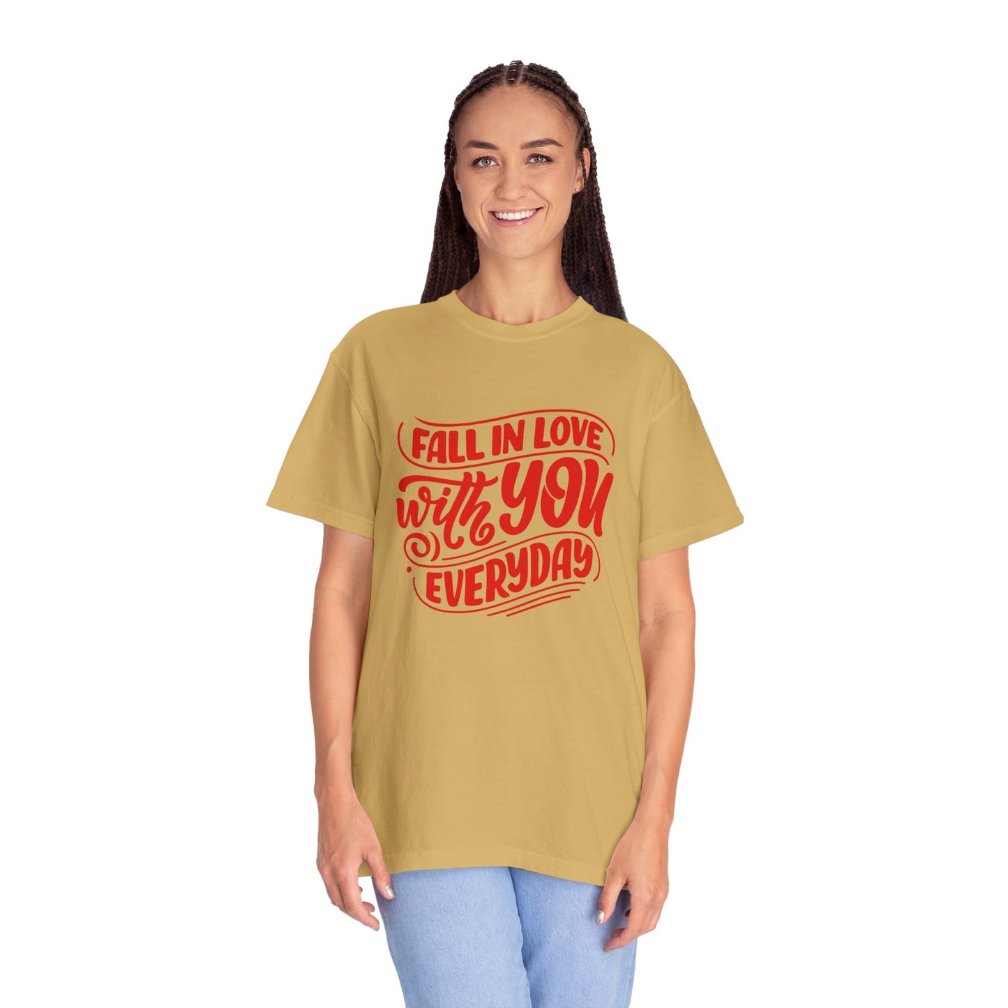 Fall in Love with YOU Quote T-shirt for Couples, Valentine's Day, Gifts for Him/Her, Casual Everyday Wear, Comfortable Unisex Tee