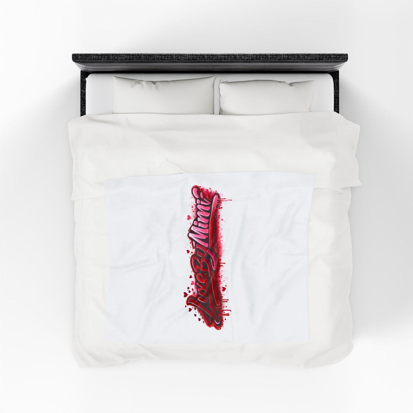 Luxe By Mimi Velvet Plush Blanket — Heart Drip Graphic Cozy Throw