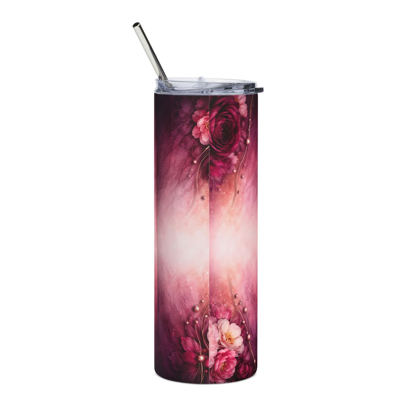 20oz Pink Floral Stainless Steel Tumbler – Rose Bouquet Travel Cup