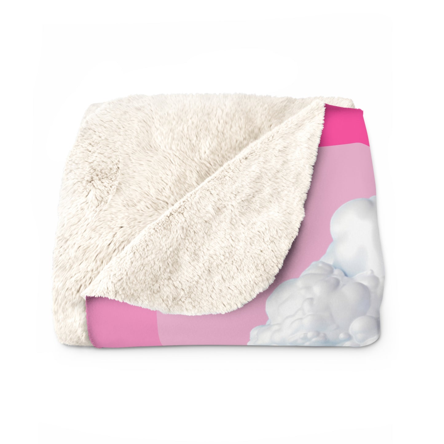 Personalized Cloud Name Sherpa Blanket - Pink Clouds, Cozy Throw
