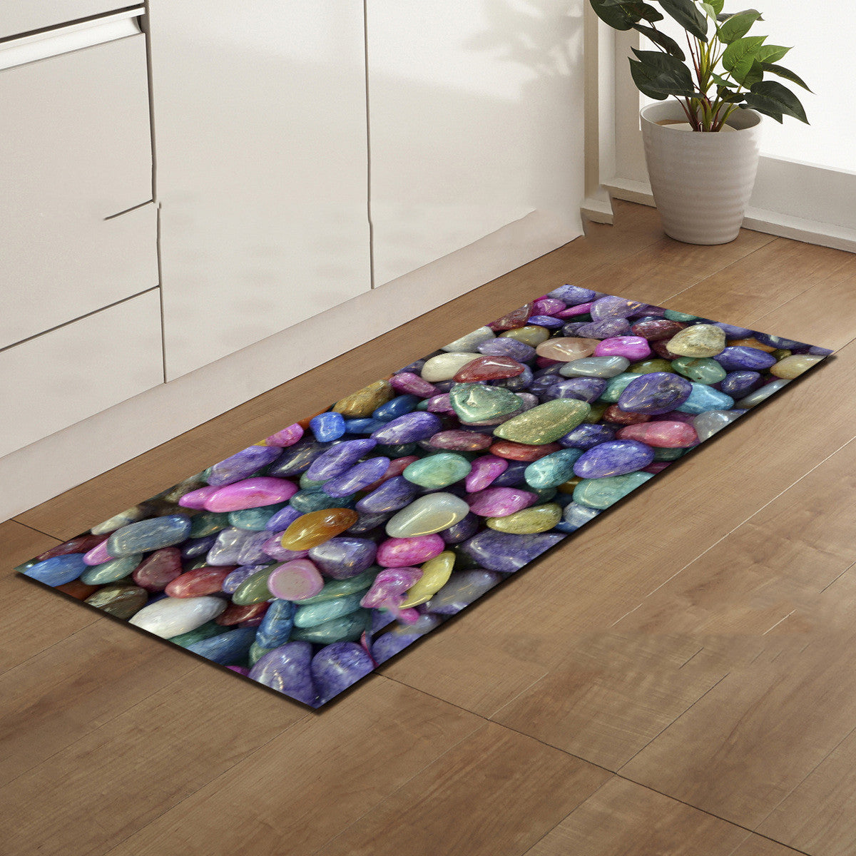 Non slip mat beside tea table in home bedroom