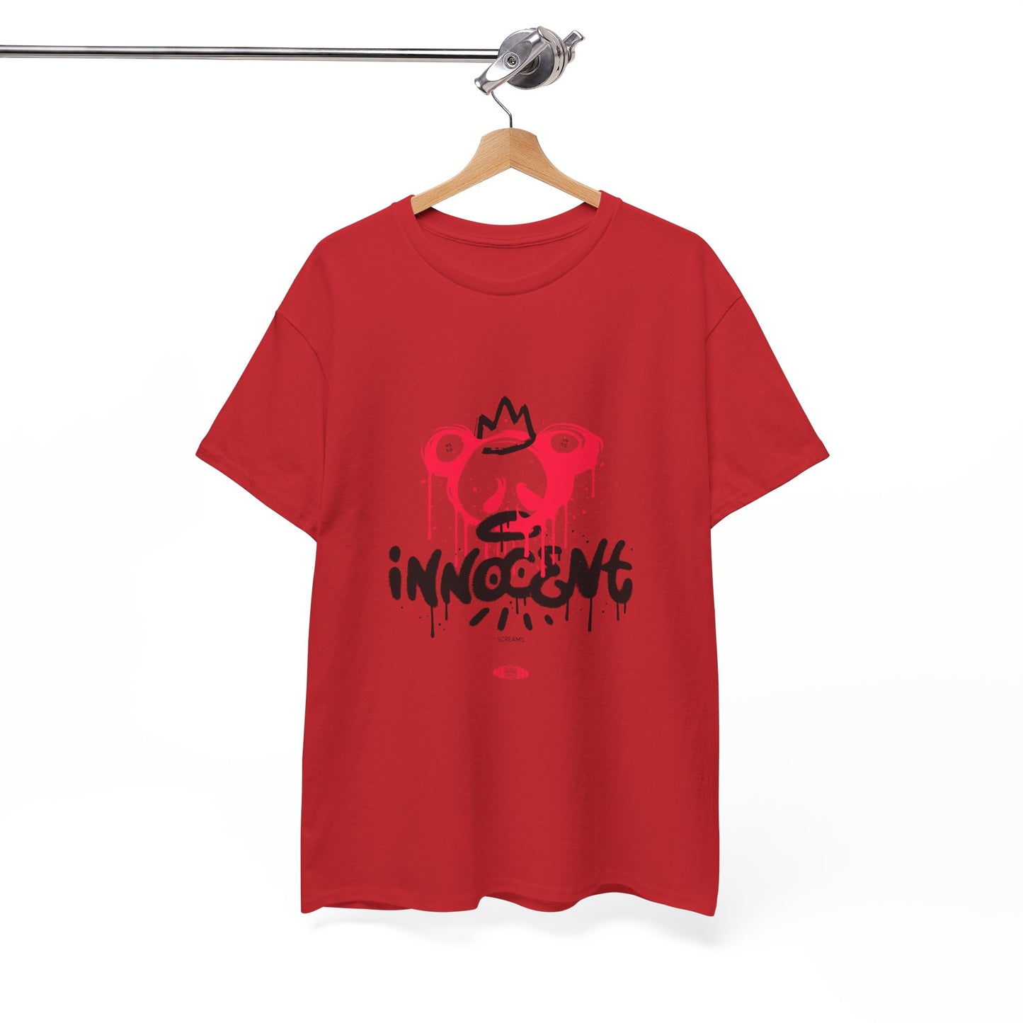 Edgy Graphic Tee: 'Innocent' Design, Urban Fashion, Streetwear, Unisex Cotton T-Shirt, Music Festivals, Casual Wear