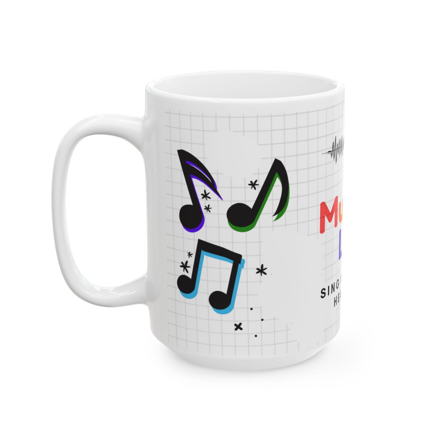 Music is Life Ceramic Mug | Unique Gift for Music Lovers, Birthday, Home Decor, Music Notes Coffee Mug