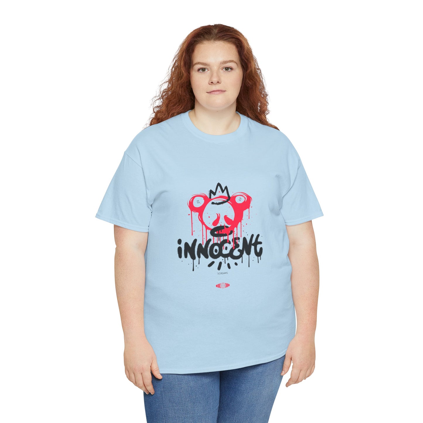 Edgy Graphic Tee: 'Innocent' Design, Urban Fashion, Streetwear, Unisex Cotton T-Shirt, Music Festivals, Casual Wear