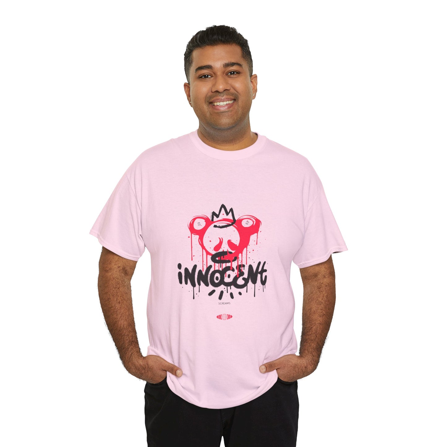 Edgy Graphic Tee: 'Innocent' Design, Urban Fashion, Streetwear, Unisex Cotton T-Shirt, Music Festivals, Casual Wear