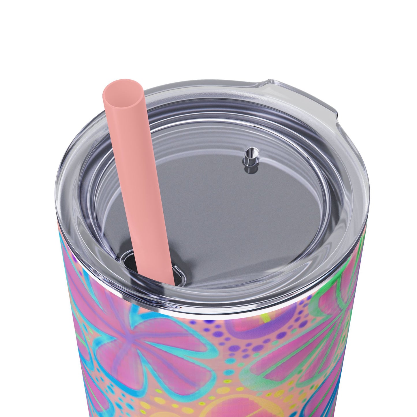 Pastel Butterfly Tumbler, 20oz Drinkware, Spring Decor, Cute Gift for Her, Eco-Friendly Cup, Floral Water Bottle