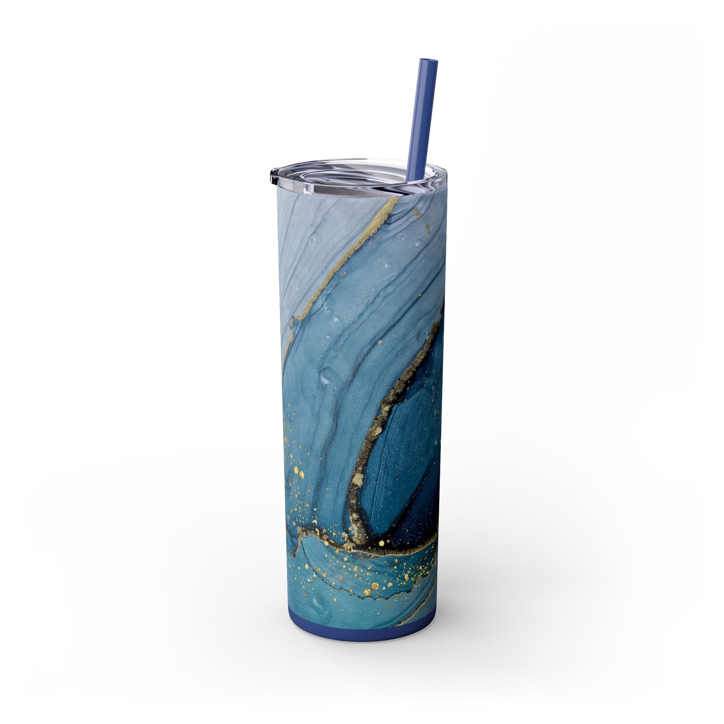 Elegant Blue Marble Skinny Tumbler, 20oz - Stylish Drinkware for Daily Use, Gifts, Celebrations, Eco-Friendly, Travel Mug
