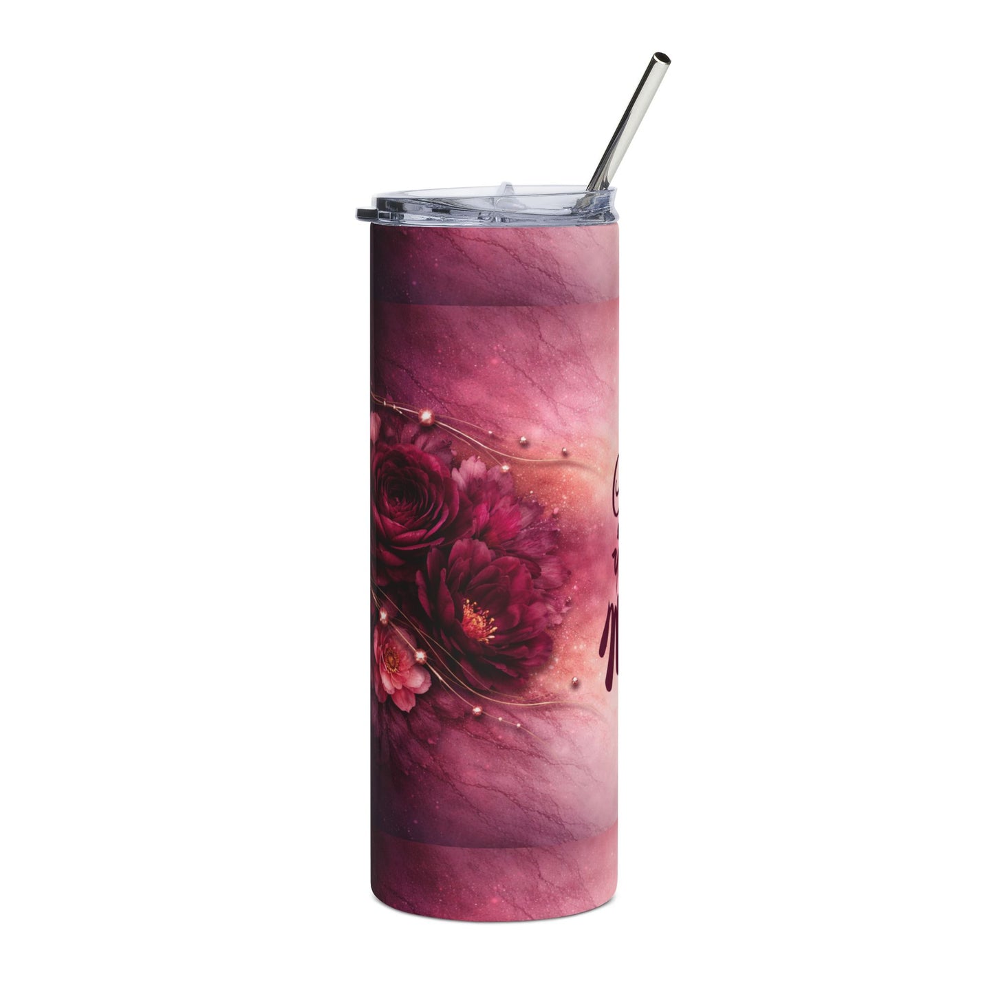 Customized Pink Floral Mother's Day Skinny Tumbler | 20oz Stainless Steel