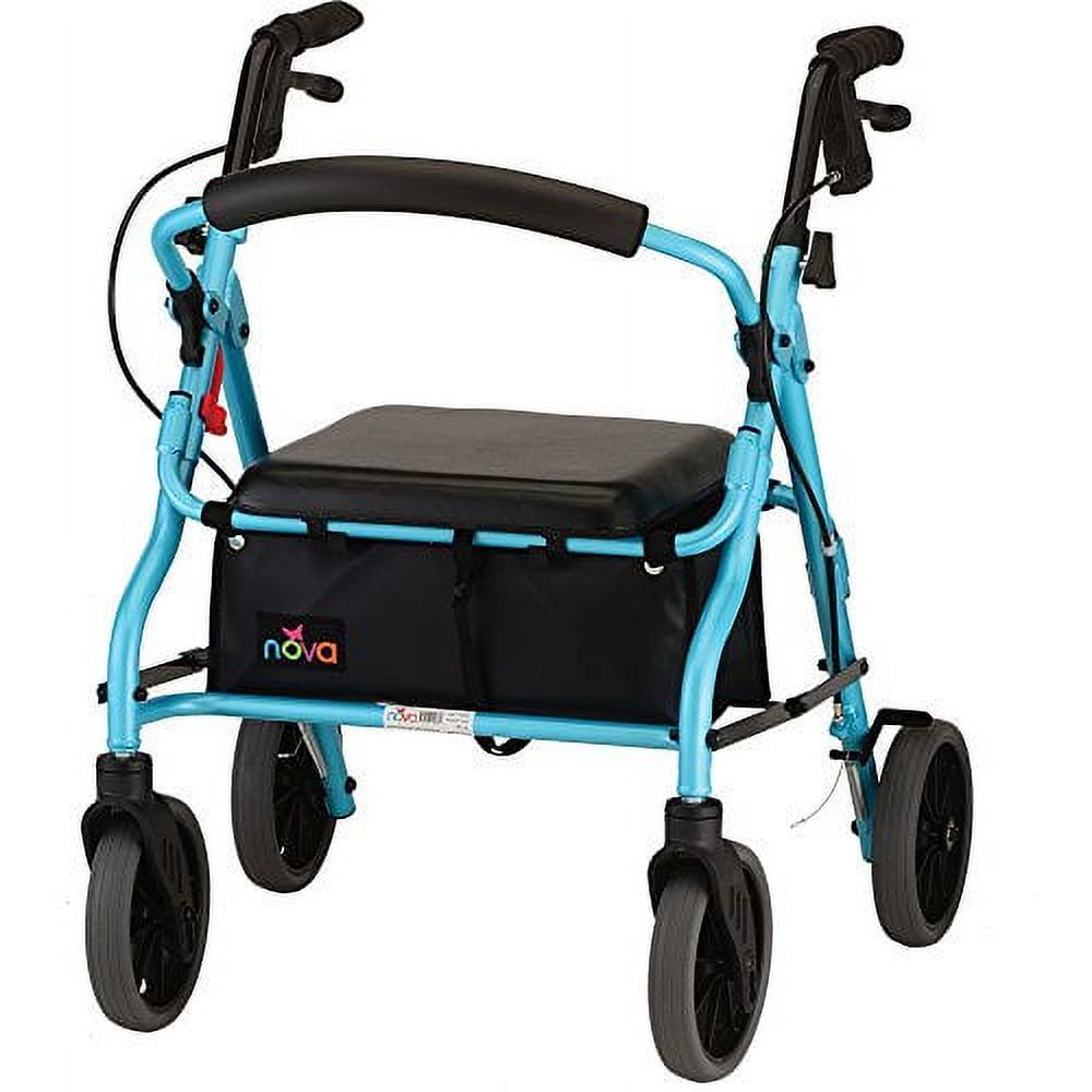 Nova Ortho-Med Zoom Rollator Walker With 18" Seat Height, Sky Blue