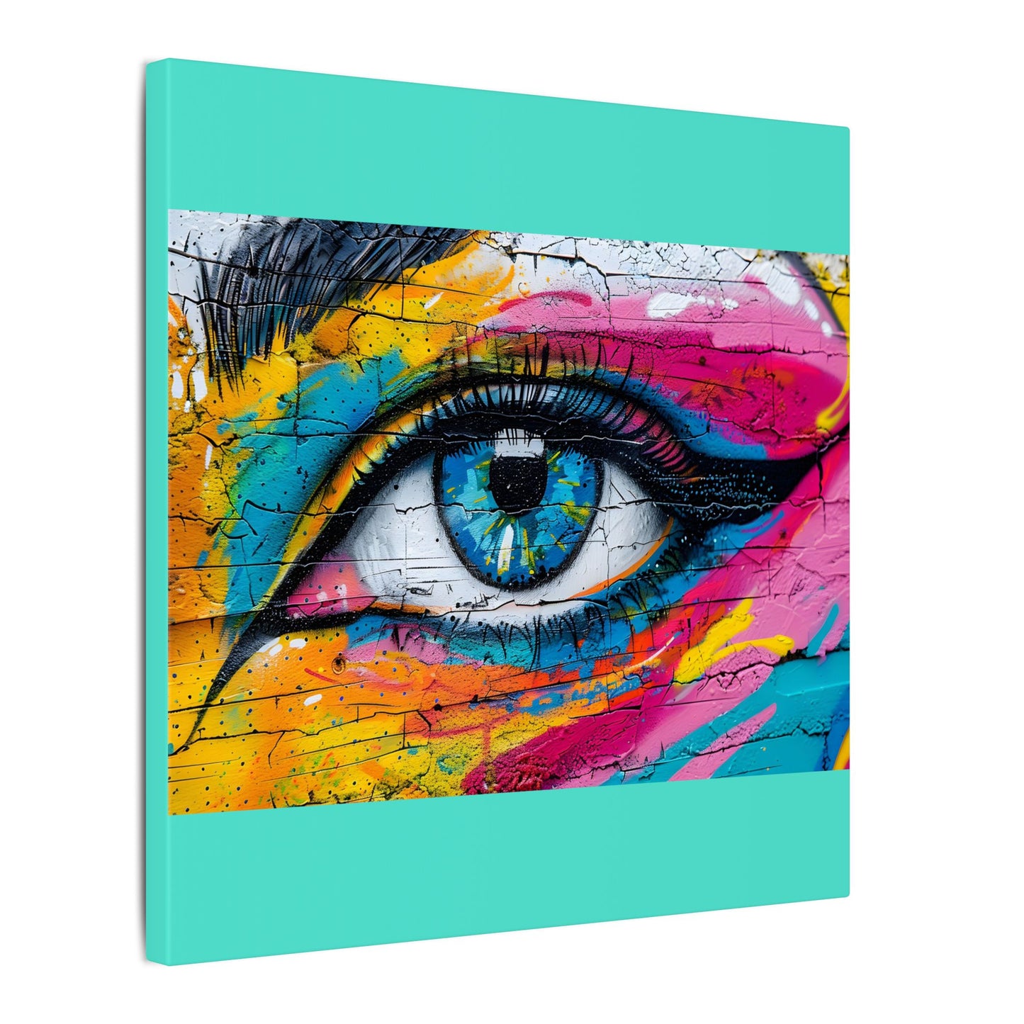 Colorful Eye Street Art Matte Canvas Print