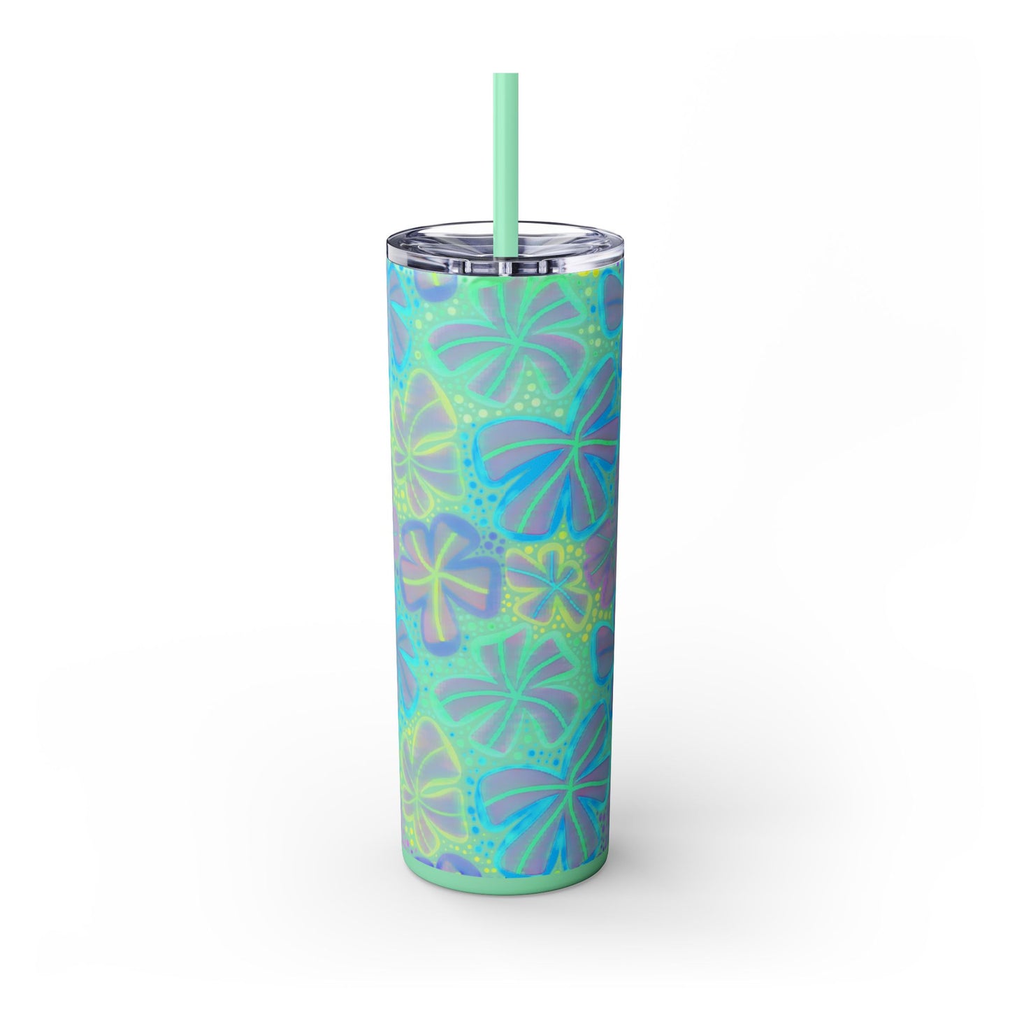 Pastel Butterfly Tumbler, 20oz Drinkware, Spring Decor, Cute Gift for Her, Eco-Friendly Cup, Floral Water Bottle