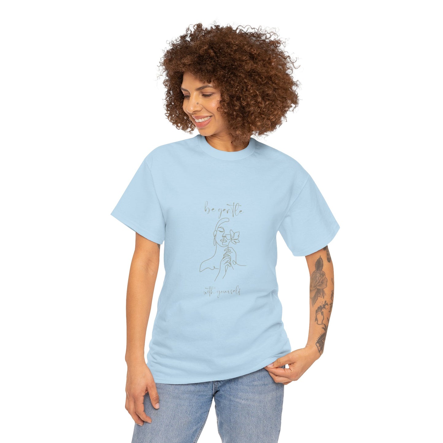 Be Gentle with Yourself - Unisex Heavy Cotton Tee, Cute Graphic Tee, 100% Cotton Ethically Grown and Harvested