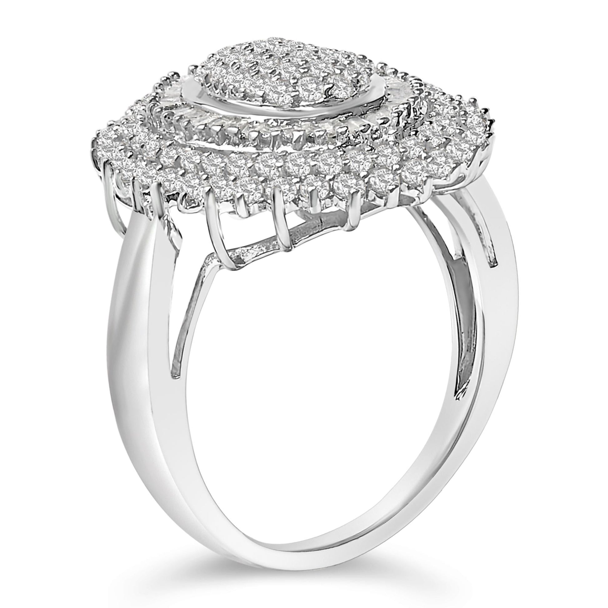Sterling Silver 2.0 Cttw Diamond Oval Halo Cocktail Ring-3