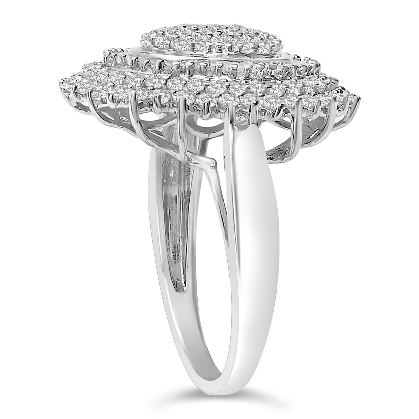 Sterling Silver 2.0 Cttw Diamond Oval Halo Cocktail Ring-4