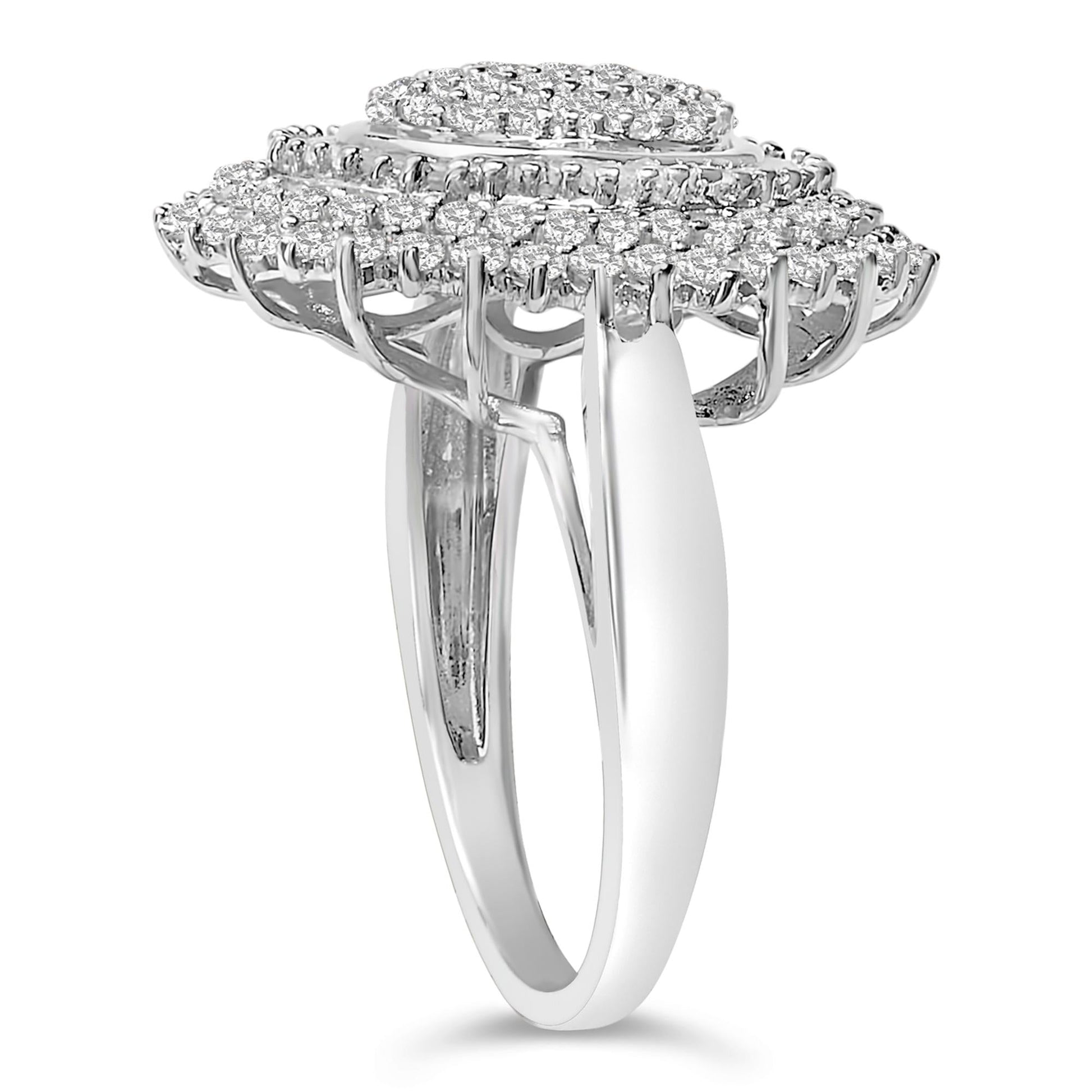 Sterling Silver 2.0 Cttw Diamond Oval Halo Cocktail Ring-4