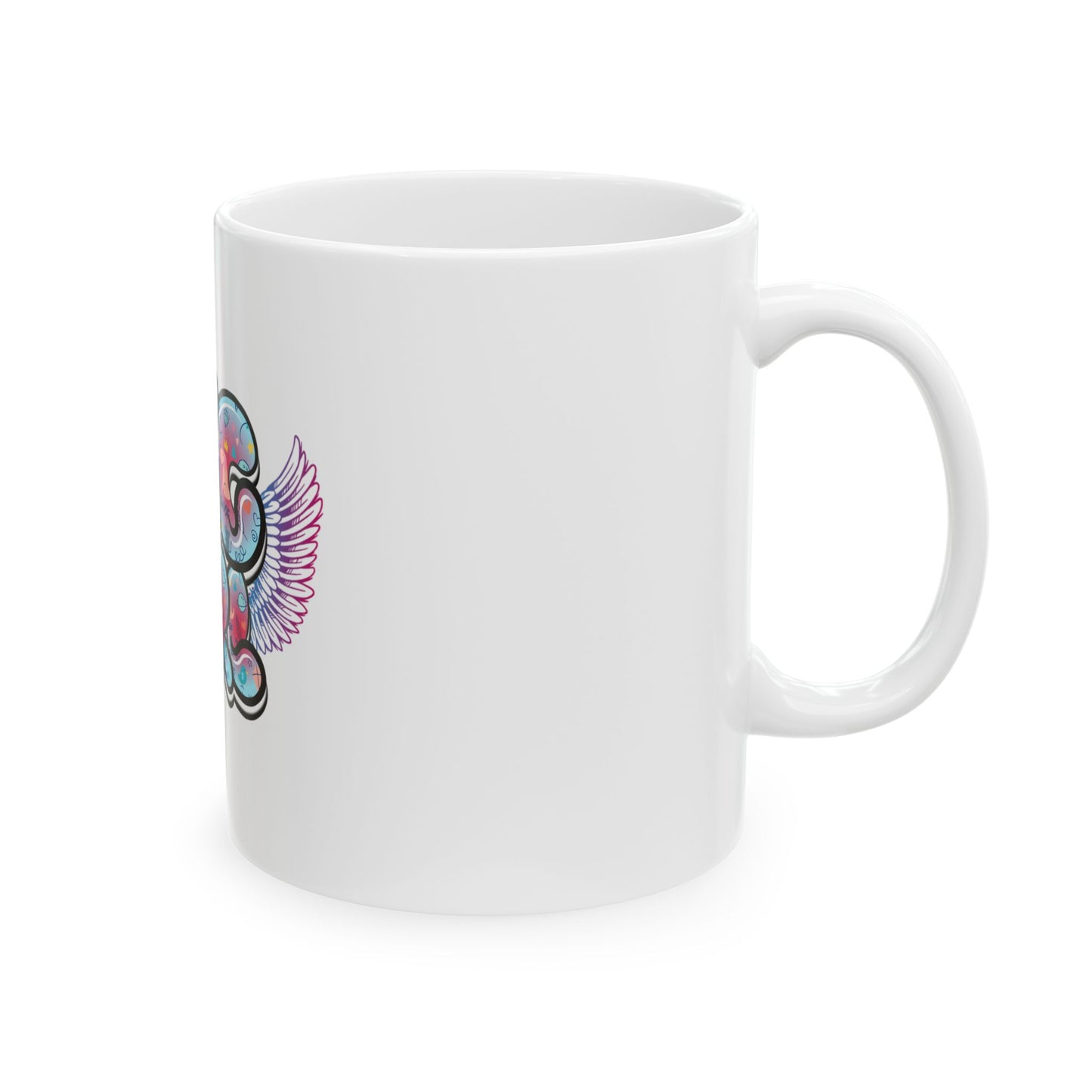 Big Girl Ceramic Mug with Colorful Wing Design, Fun Gift for Birthdays, Coffee Lovers, Tea Drinkers, Unique Office Mug