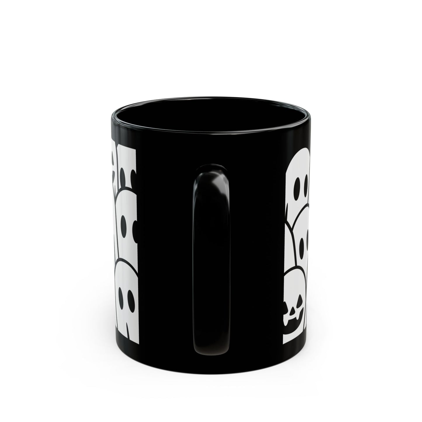 Halloween Ghosts Black Mug - Spooky Coffee Cup, Cute Mug for Halloween, Ghost Lovers, Unique Gift, 11oz & 15oz options