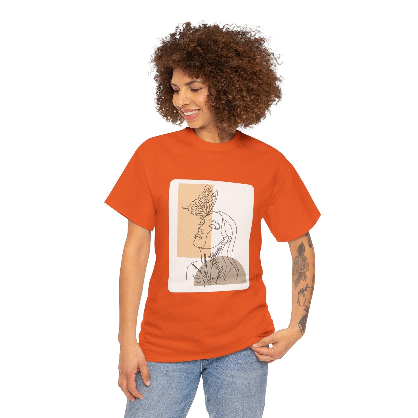 Artistic Unisex Tee: Modern Line Drawing with Butterfly, Perfect for Casual Outings, Gift for Art Lovers, Spring Fashion, Eco-Friendly Wear