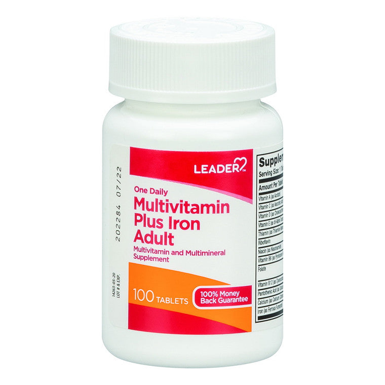Leader One Daily  Adult   Multivitamin Plus Iron  Tablets 100Ct