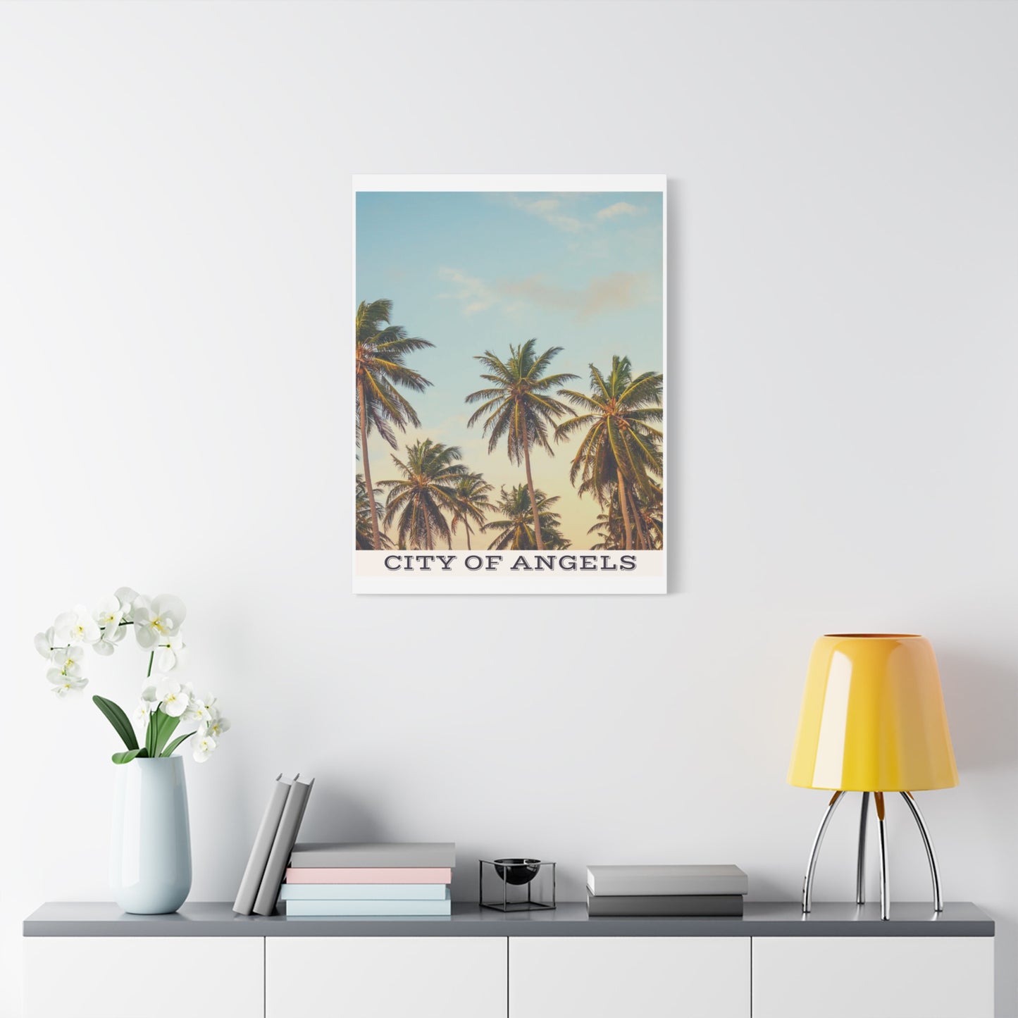 Tropical Palm Tree Canvas Print, City of Angeles Tropical Wall Art, Los Angeles Beach Decor, California Nature Photography, Home Decoration, Gift for Beach Lovers