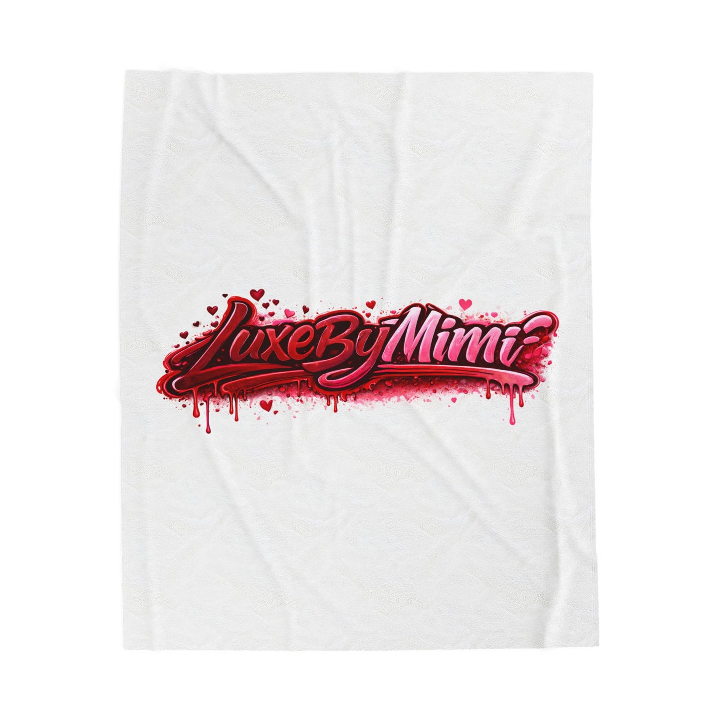 Luxe By Mimi Velvet Plush Blanket — Heart Drip Graphic Cozy Throw