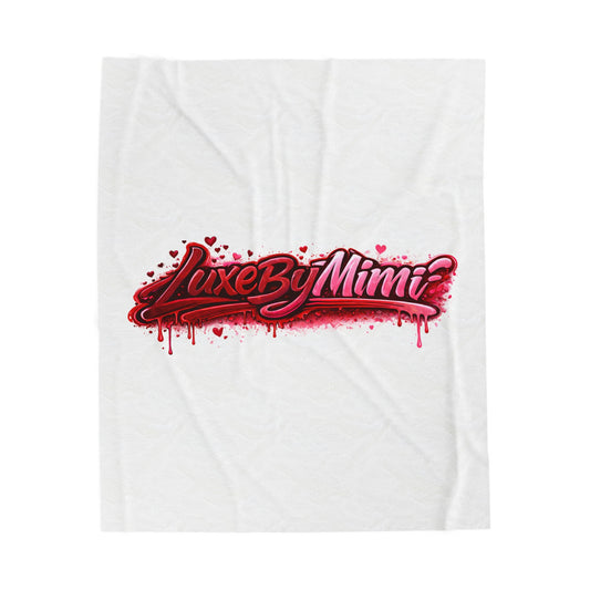 Luxe By Mimi Velvet Plush Blanket — Heart Drip Graphic Cozy Throw