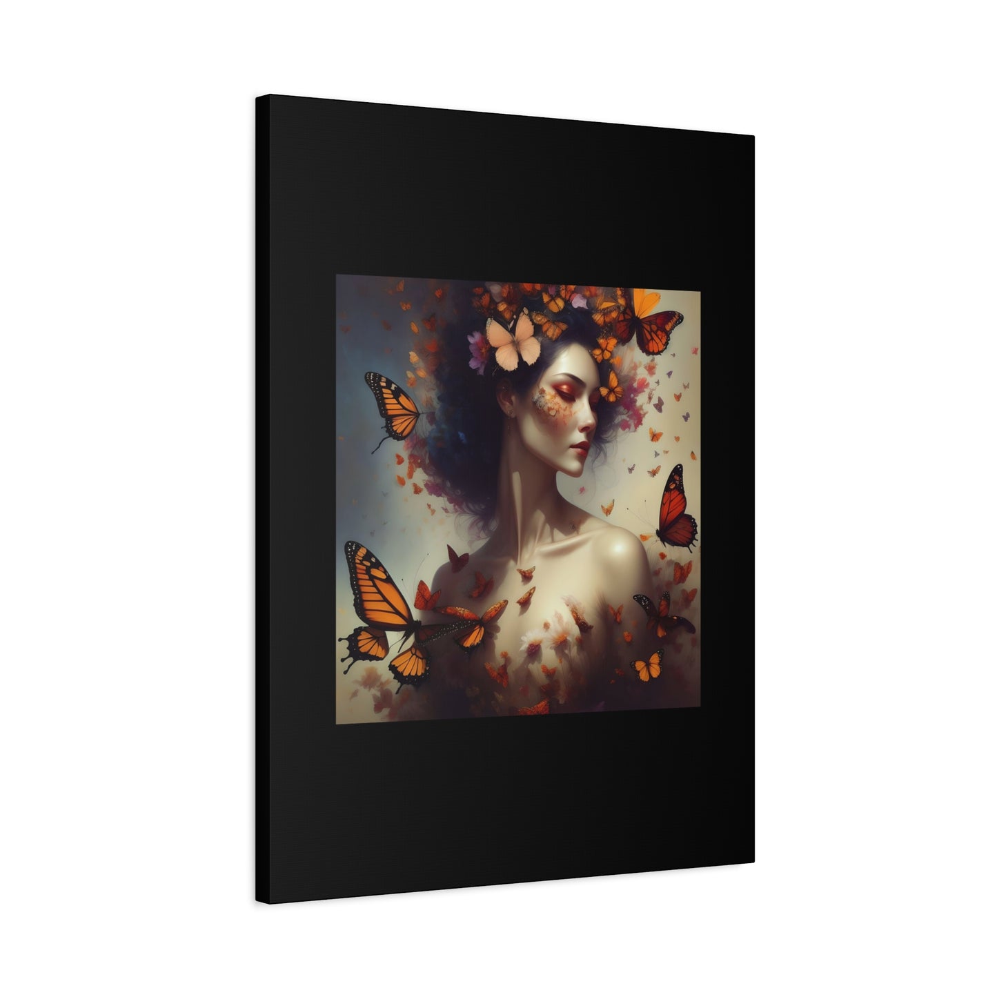 Canvas Wall Art - Butterfly Woman Print, Floral Home Decor, Unique Gift for Nature Lovers, Birthday Decoration, Whimsical Art