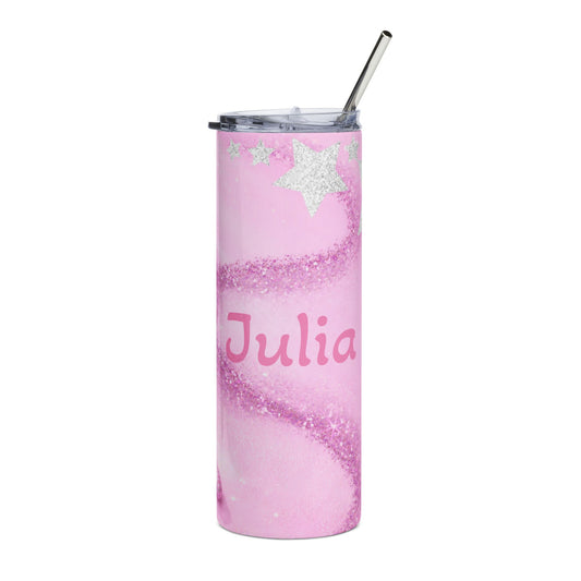 Pink Mermaid Tail Name Tumbler | Personalized 20oz Stainless Steel