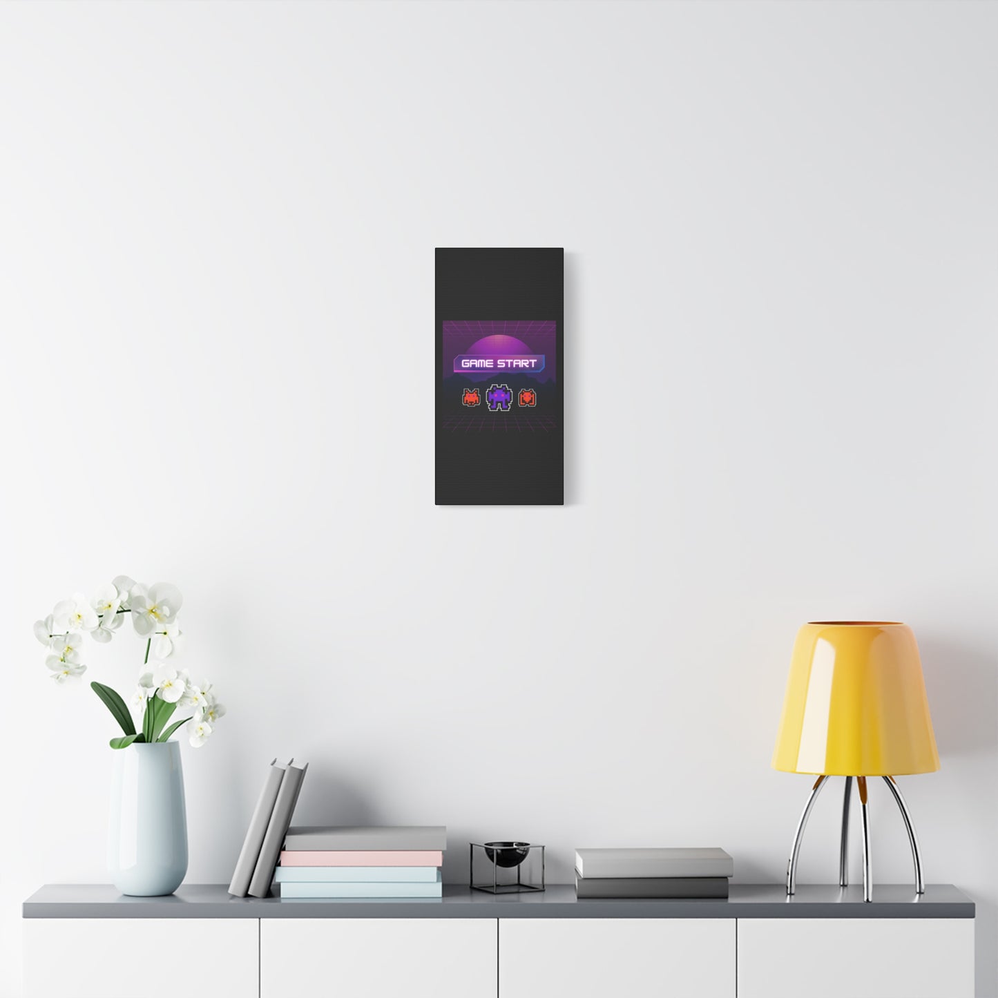Retro Game Start Canvas Art Print | 80s Gaming Wall Decor, Gamer Gift, Pixel Art, Nostalgic Artwork, Home Decor