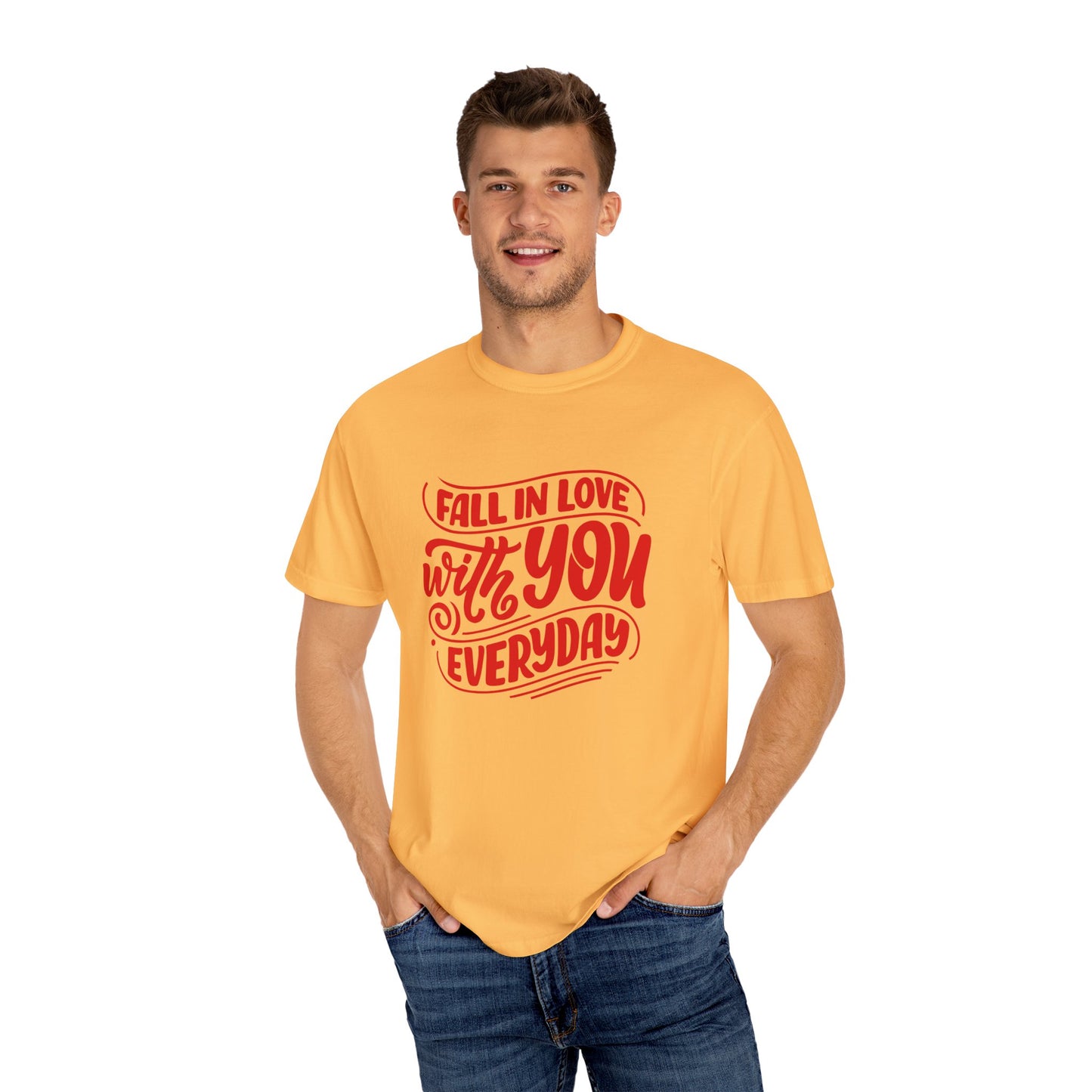 Fall in Love with YOU Quote T-shirt for Couples, Valentine's Day, Gifts for Him/Her, Casual Everyday Wear, Comfortable Unisex Tee