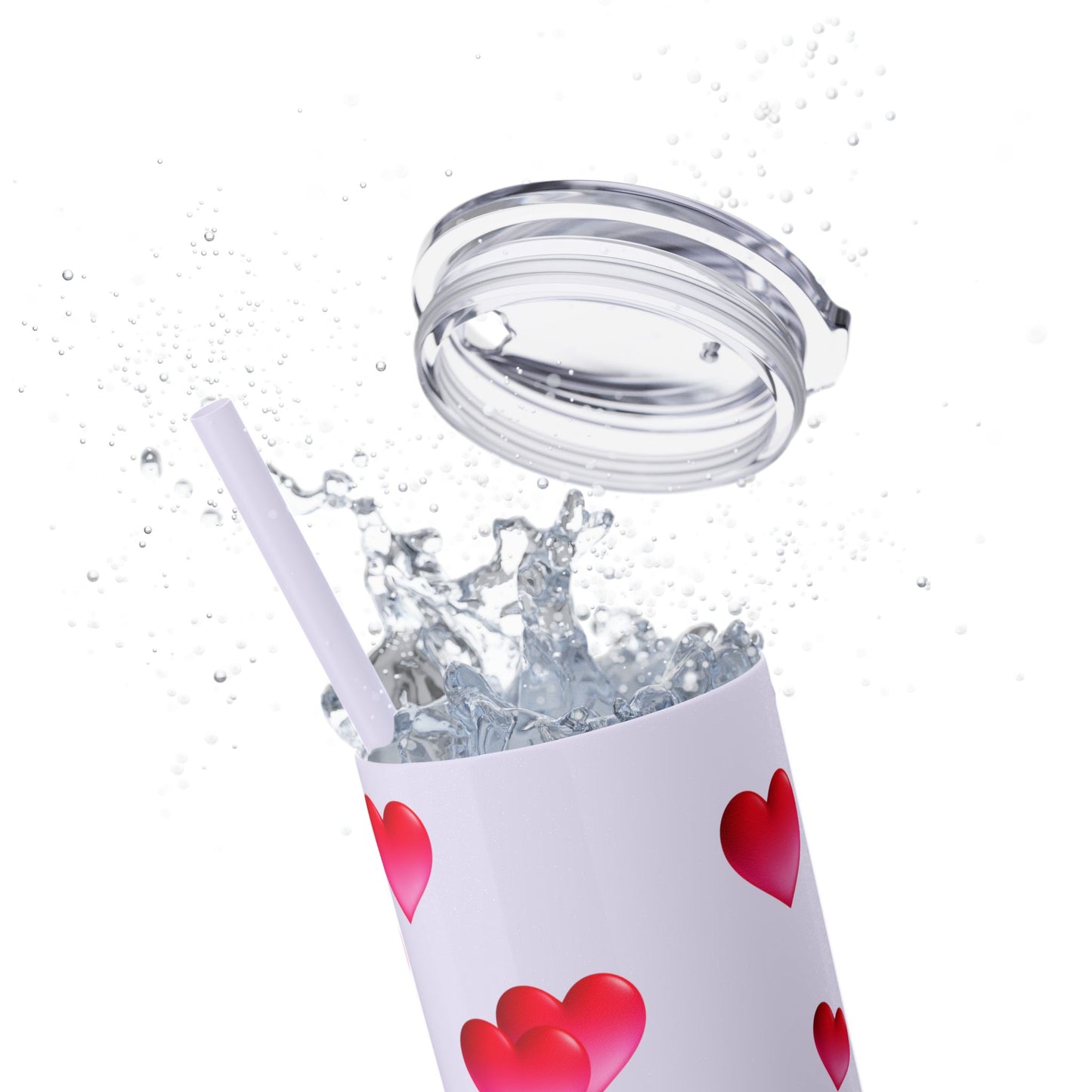 Gepasmaakte Glitter 20oz Dun Tumbler met Pienk Hartpatroon — [Jou Naam Hier]