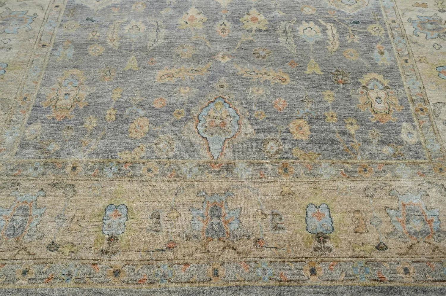 Multi Size Blue Hand Knotted Traditional Oushak Wool Oriental Area Rug-4