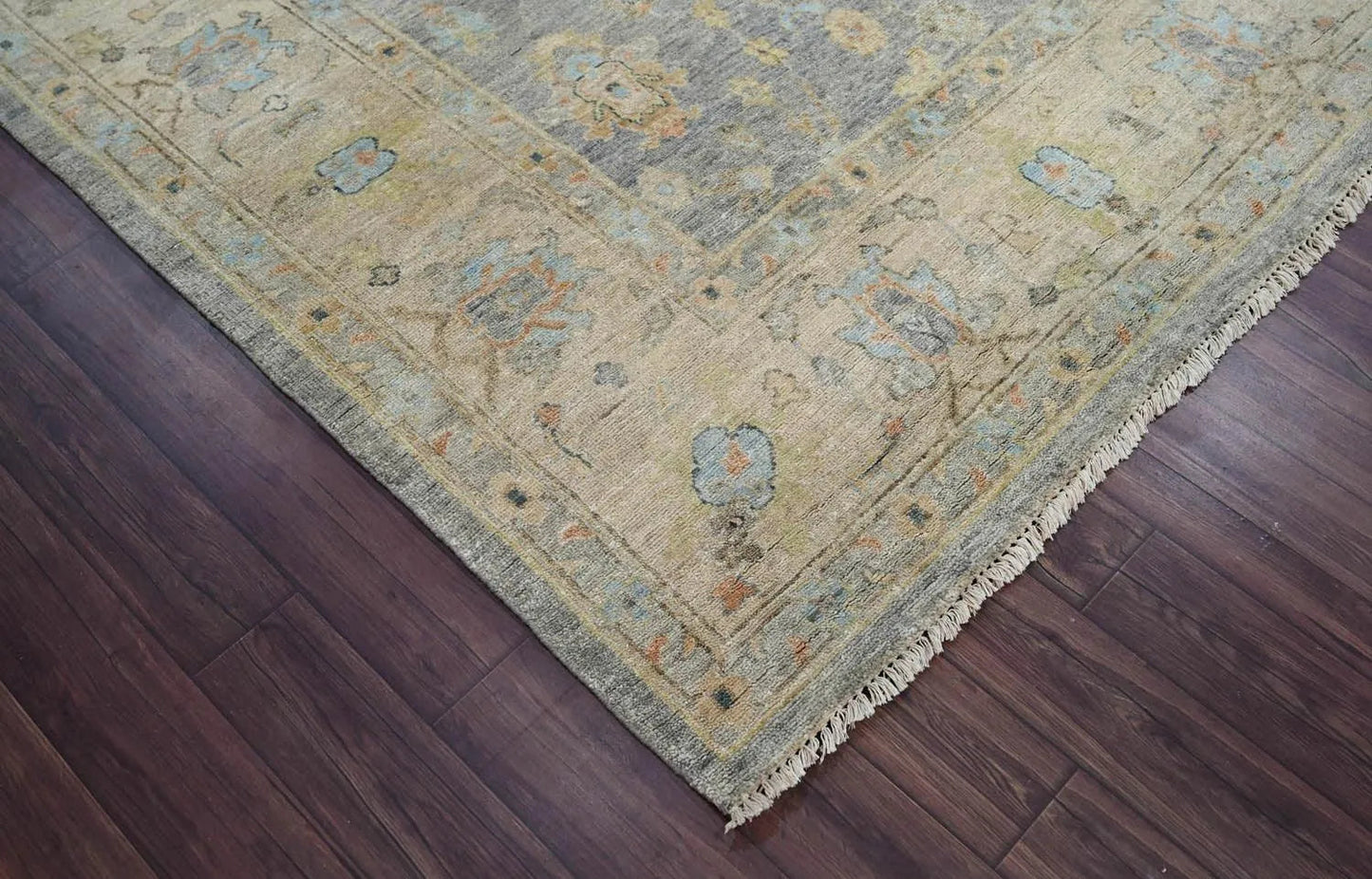 Multi Size Blue Hand Knotted Traditional Oushak Wool Oriental Area Rug-2