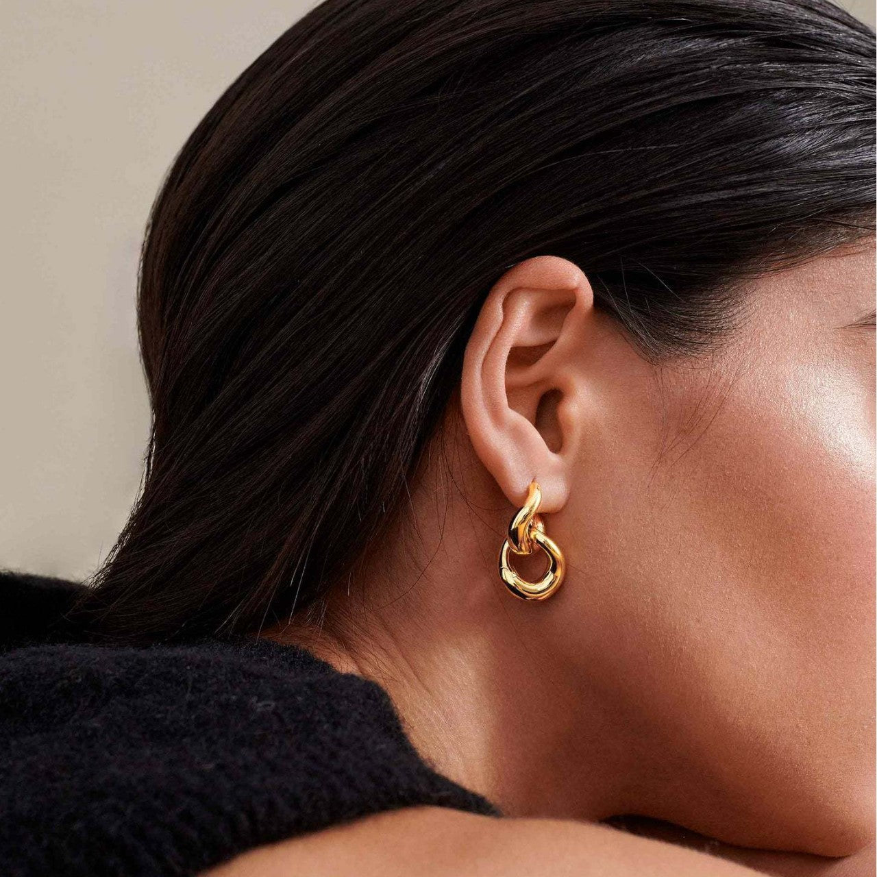 Irregular Curved 18k Gold plated Earrings For Women