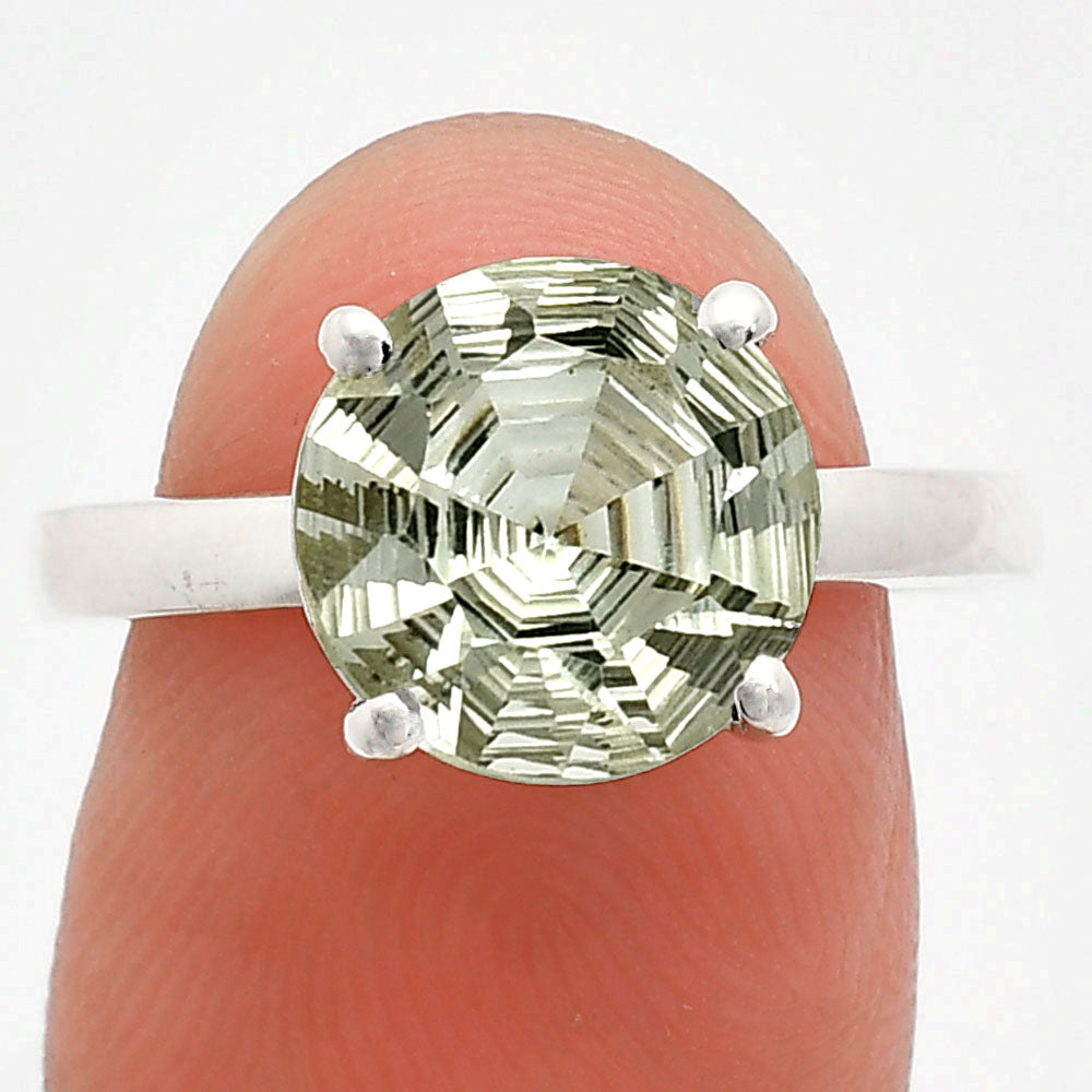 Fancy Cut Premium Prasiolite (Green Amethyst) Ring size-7.5 R-1019 16-ER10172-0