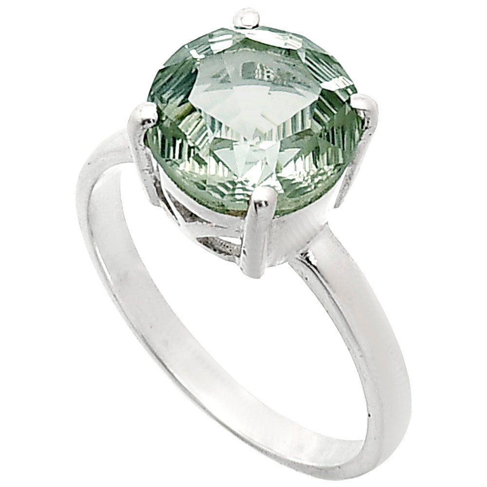Fancy Cut Premium Prasiolite (Green Amethyst) Ring size-7.5 R-1019 16-ER10172-1