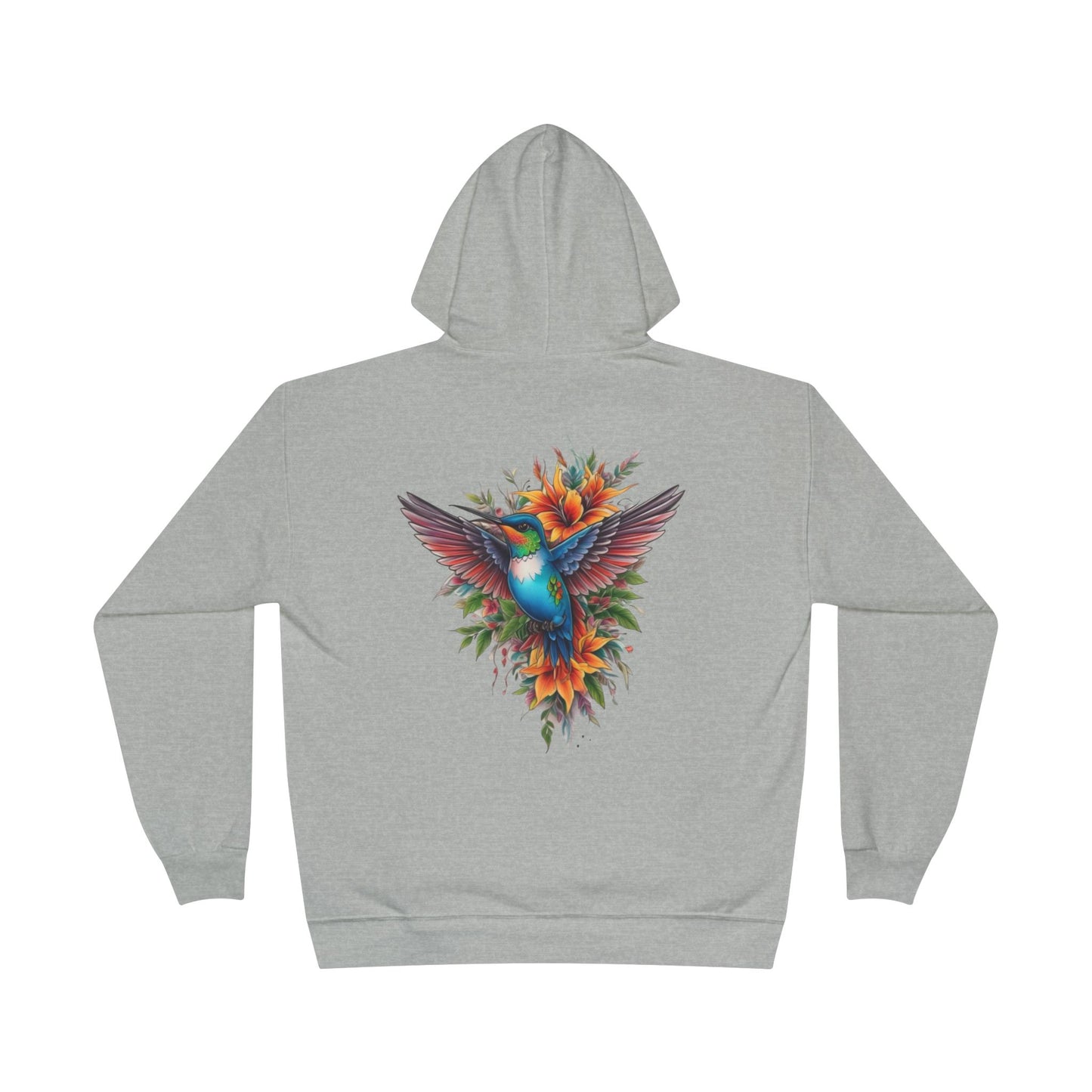 Vibrant Hummingbird Hoodie, Eco-Friendly Pullover, Perfect Gift for Nature Lovers, Spring Fashion, Unique Floral Design