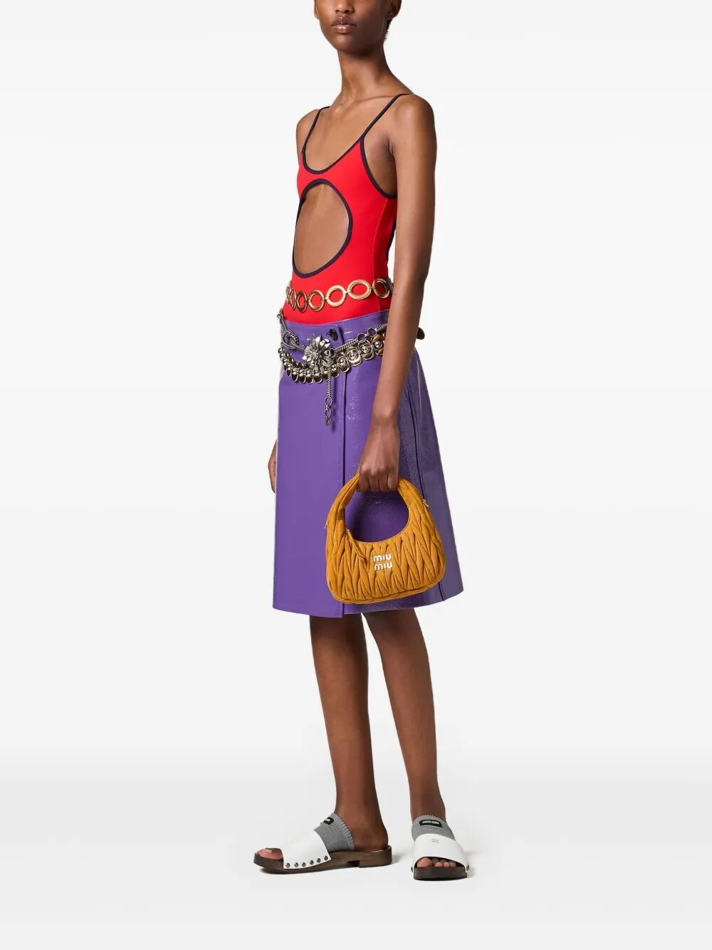 Miu Miu Women Small Wander Matelassé Suede Bag