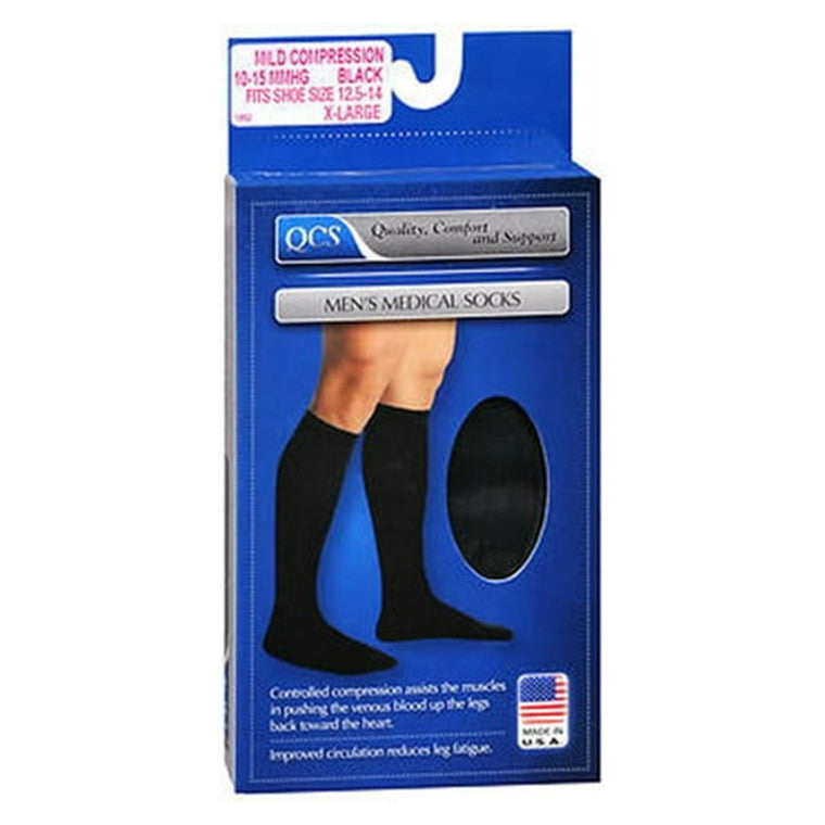 Scott Specialties QCS Men's Medical Socks – Mild Compression (2 Pairs, Black)
