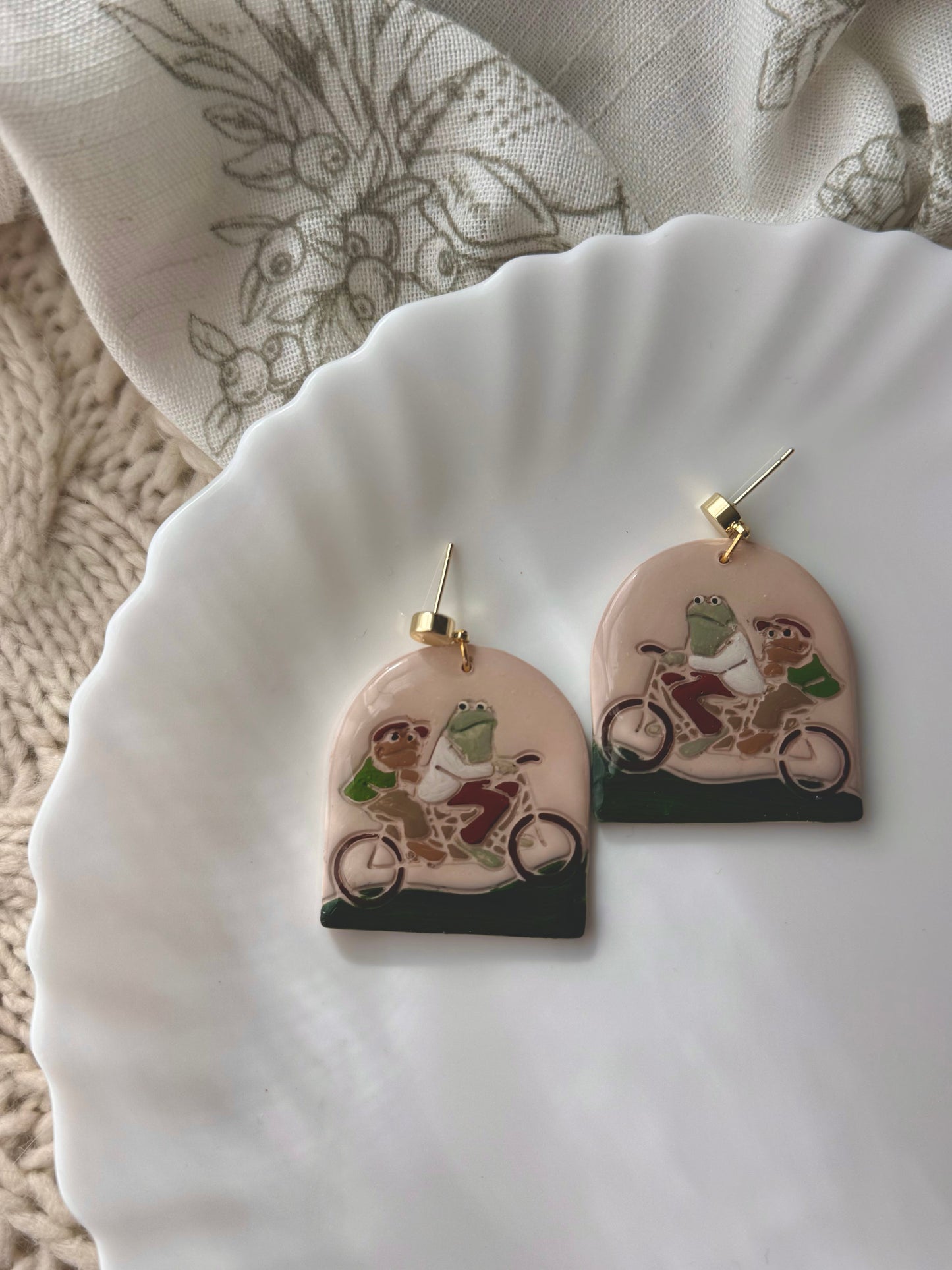 Frog & Toad Tandem Bike Earrings