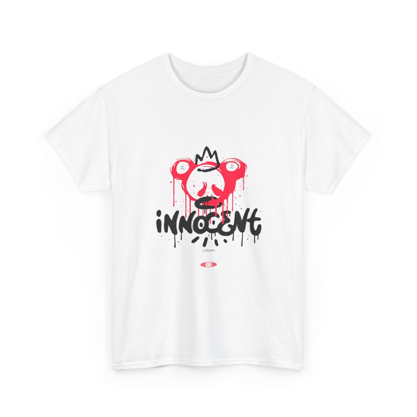 Edgy Graphic Tee: 'Innocent' Design, Urban Fashion, Streetwear, Unisex Cotton T-Shirt, Music Festivals, Casual Wear