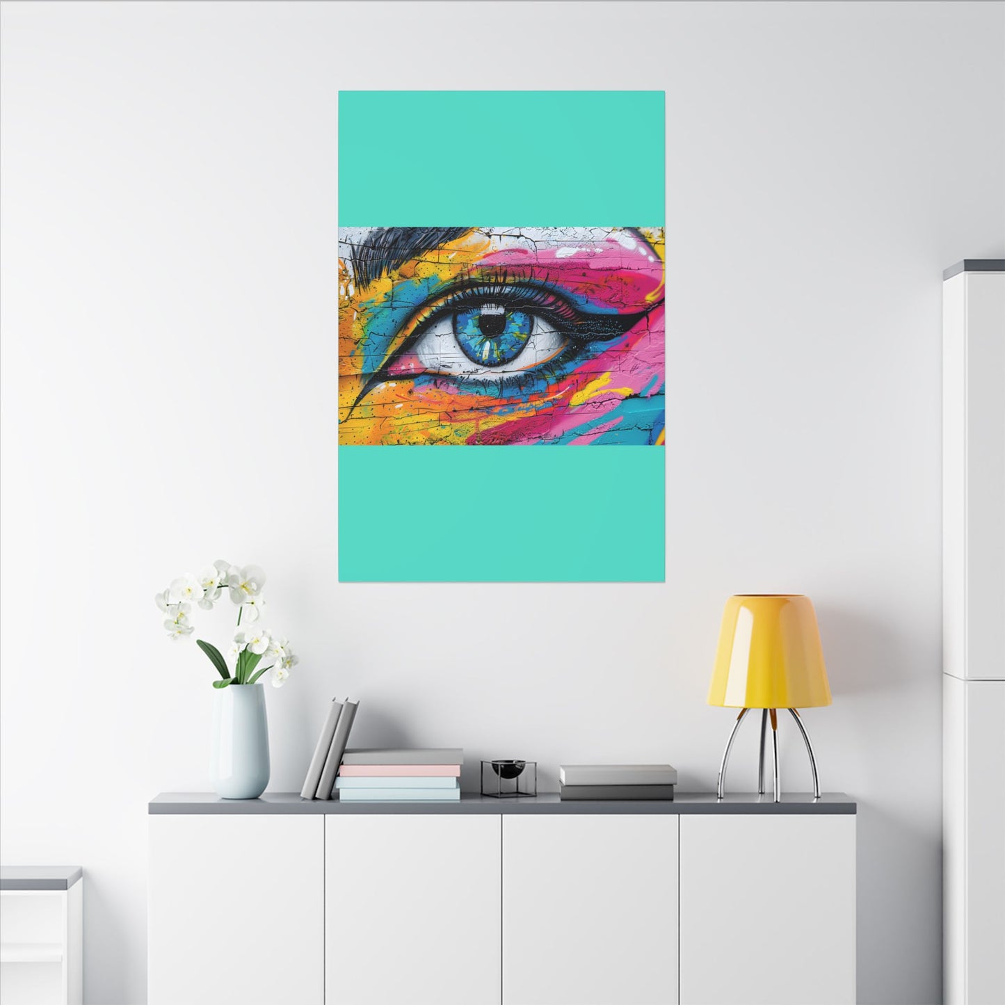 Colorful Eye Street Art Matte Canvas Print