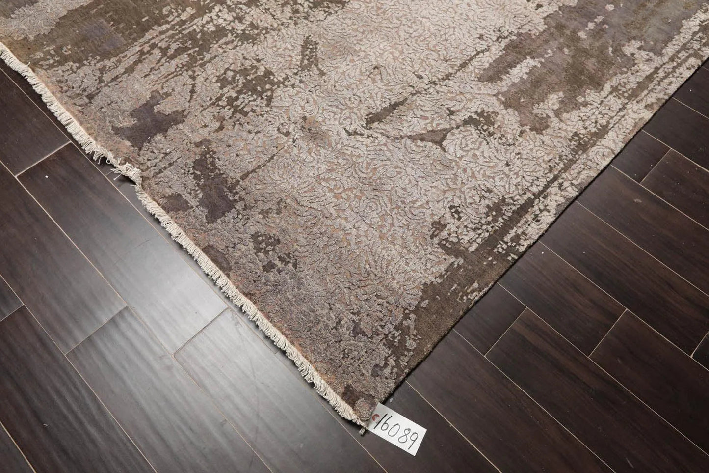 Tibetan 8' x 10' Hand Knotted Wool & Silk Modern Sherpa Area rug Brown, Beige-1