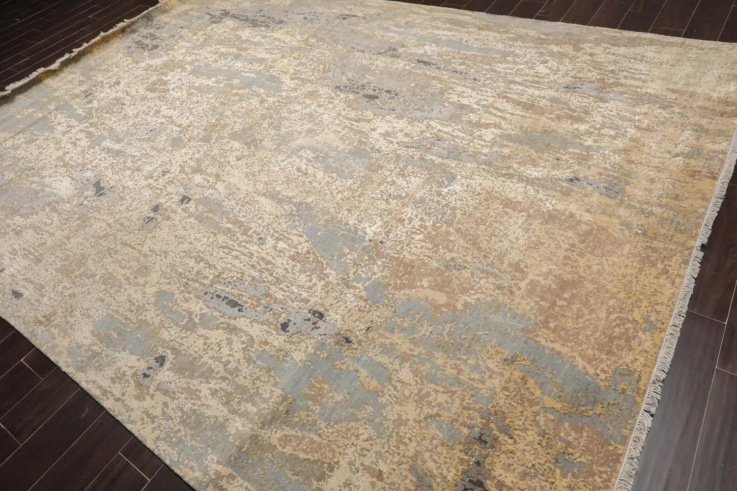 9' x12' Hand Knotted Sherpa Wool & Silk Modern Oriental Area Rug Beige-0