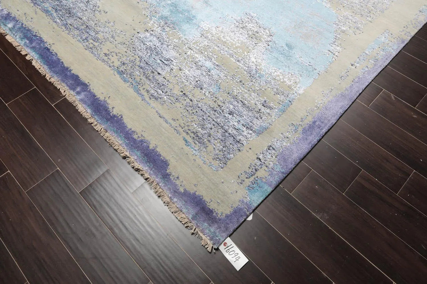 9' x12' Hand Knotted Sherpa Wool & Silk Modern Oriental Area Rug Blue-1