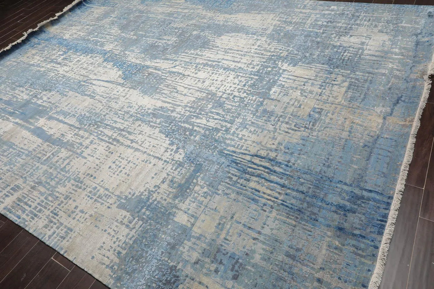 9' x12' Hand Knotted Sherpa Wool & Silk Modern Oriental Area Rug Gray-0