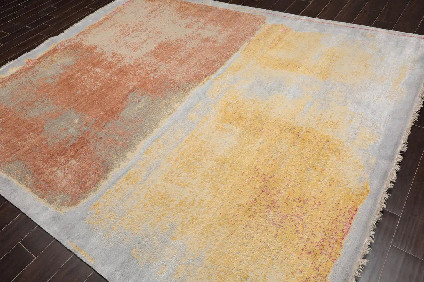 8' x10' Hand Knotted Sherpa Wool & Silk Modern Oriental Area Rug Gray-0